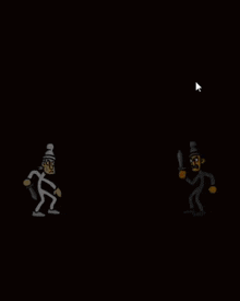 a cartoon of a man holding a knife next to another man