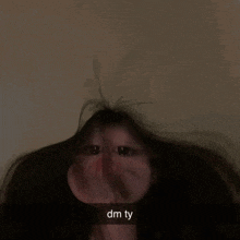 a picture of a woman with a caption that says dm ty on it