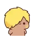 a cartoon of a man with blonde hair and chinese writing on it .