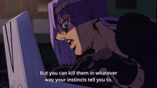 a cartoon character is reading a book with the words but you can kill them in whatever way your instincts tell you to