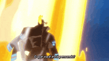 a cartoon character is standing in front of a fire and says o que você está pensando .