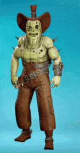a cartoon character is wearing a cowboy hat