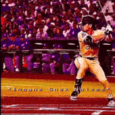 a baseball player is swinging his bat at a ball with the words insane sneak noises written below him