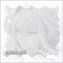 a picture of a girl with white hair and the word mist angel