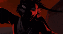 a silhouette of a person with a red background