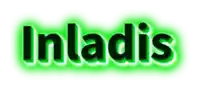 the word inladis is glowing green and black on a white background