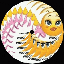 a picture of a smiley face with the word woop written on it