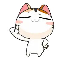 a cartoon cat is giving a thumbs up with its eyes closed