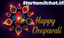 a purple background with candles and the words happy deepavali on it