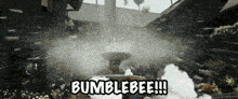 a picture of a fountain with the words bumblebee written on it