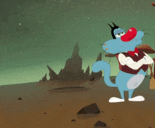 two cartoon characters are standing next to each other in a desert