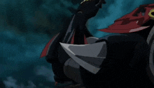 a robot is holding a sword that is glowing yellow