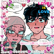a drawing of a boy and a girl with the words love is love