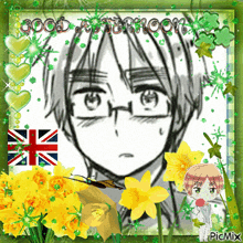 a picture of a boy with the words good afternoon