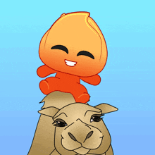 a cartoon drawing of a camel and a fire character