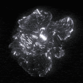 a black background with a silver object that looks like a flower