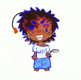 a cartoon drawing of a person with wii written on their shirt