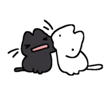 a black and white drawing of a cat eating a large rice ball .