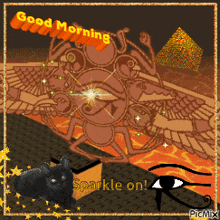 a picture of a cat with the words good morning sparkle on written on it