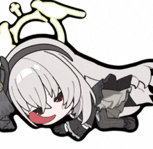 a cartoon drawing of a girl with white hair and a crown on her head