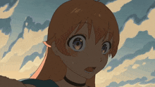 a drawing of a girl with a choker on her neck