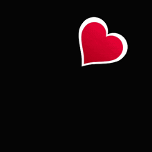 three red hearts on a black background with a white outline