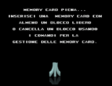 a black screen with white text that says " memory card piena "