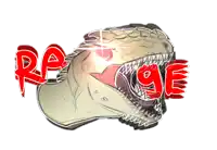 a drawing of a dinosaur with the word rage written on it