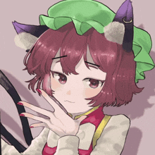 a drawing of a girl wearing a cat hat