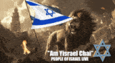 a poster with a lion and a flag that says " am israel chai " on it