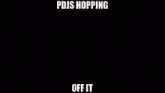 three cowboys are riding horses with the caption pdjs hopping off it