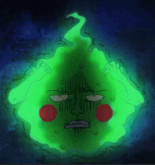 a drawing of a green ghost with a face