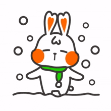 white rabbit snowman carrot snowing
