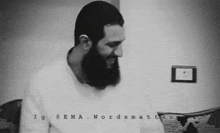 a black and white photo of a man with a beard and the words " words matter " on the bottom