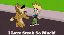 johnny test dukey i love steak so much steak steaks