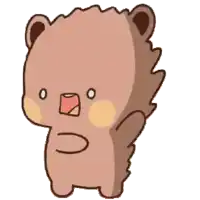 a cartoon drawing of a bear with sweat coming out of its face