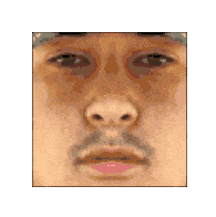 a close up of a man 's face with a mustache and a hat .