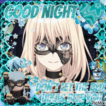 a picture of a girl in a mask with the words good night