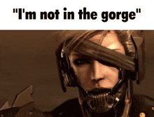 a picture of a woman in a helmet with the words " i 'm not in the gorge " above her