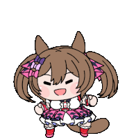 a cartoon drawing of a girl with cat ears and a bow in her hair