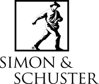 a black and white logo for simon & schuster with a man in a hat
