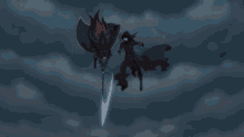 a person is flying over a bridge with a storm coming in