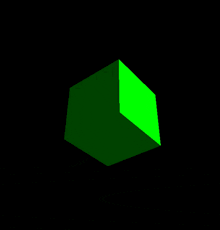 a green cube on a black background that looks like a minecraft cube