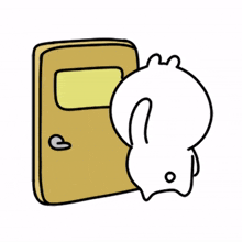cute rabbit white pleasant door