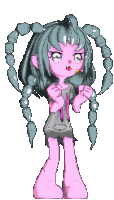 a pixel art drawing of a girl with a heart shaped head