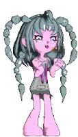 a pixel art drawing of a girl with a heart shaped head