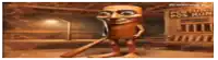 a cartoon character is holding a vacuum cleaner in front of a sign that says pintu pos ron .