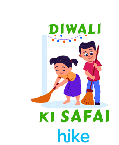 Diwali Ki Safai Cleaning Sticker - Diwali Ki Safai Cleaning Sweeping Stickers