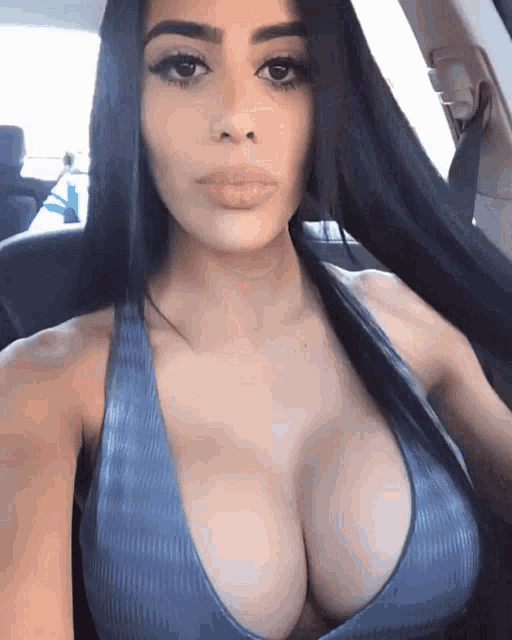 Sexy and Funny Sexy Girl With Huge Boobs Bouncing in the Car on