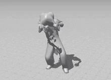 a 3d model of a robot with a shadow on a grid